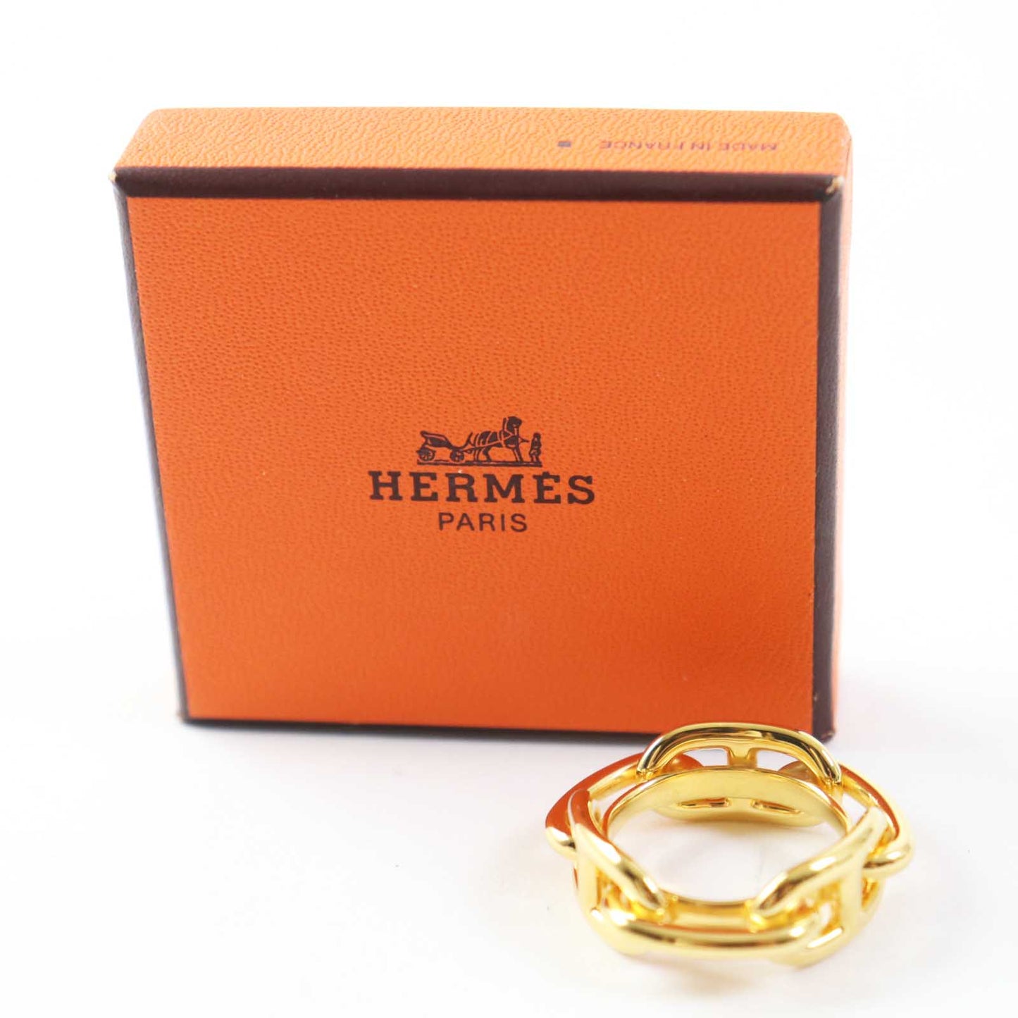 HERMES Scarf ring metal gold Legato Rugate 90