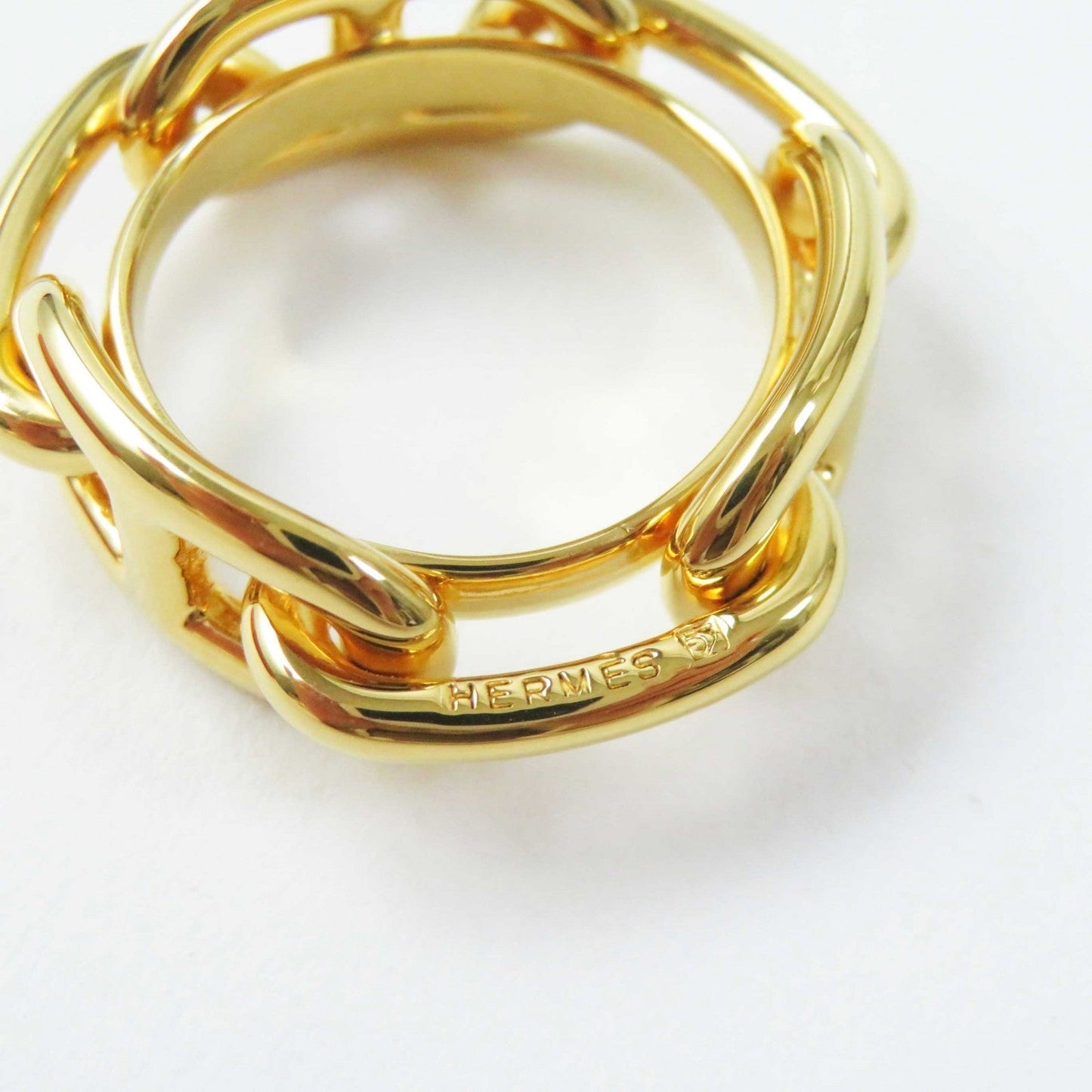 HERMES Scarf ring metal gold Legato Rugate 90