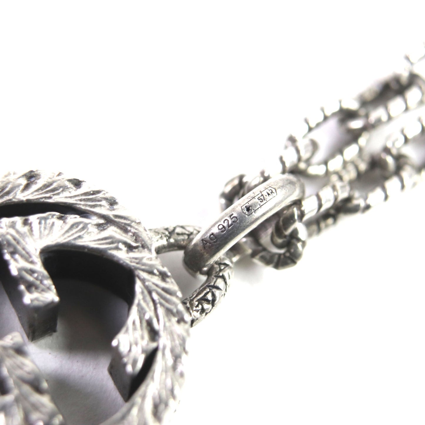 GUCCI Necklace AG925 Silver Interlocking G Arabesque
