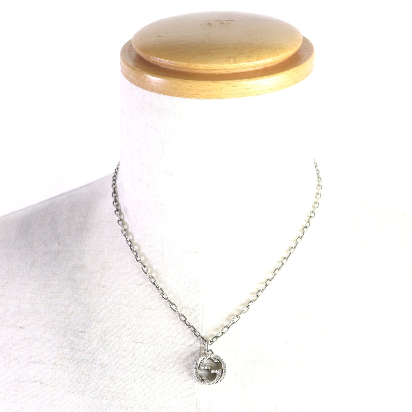 GUCCI Necklace AG925 Silver Interlocking G Arabesque