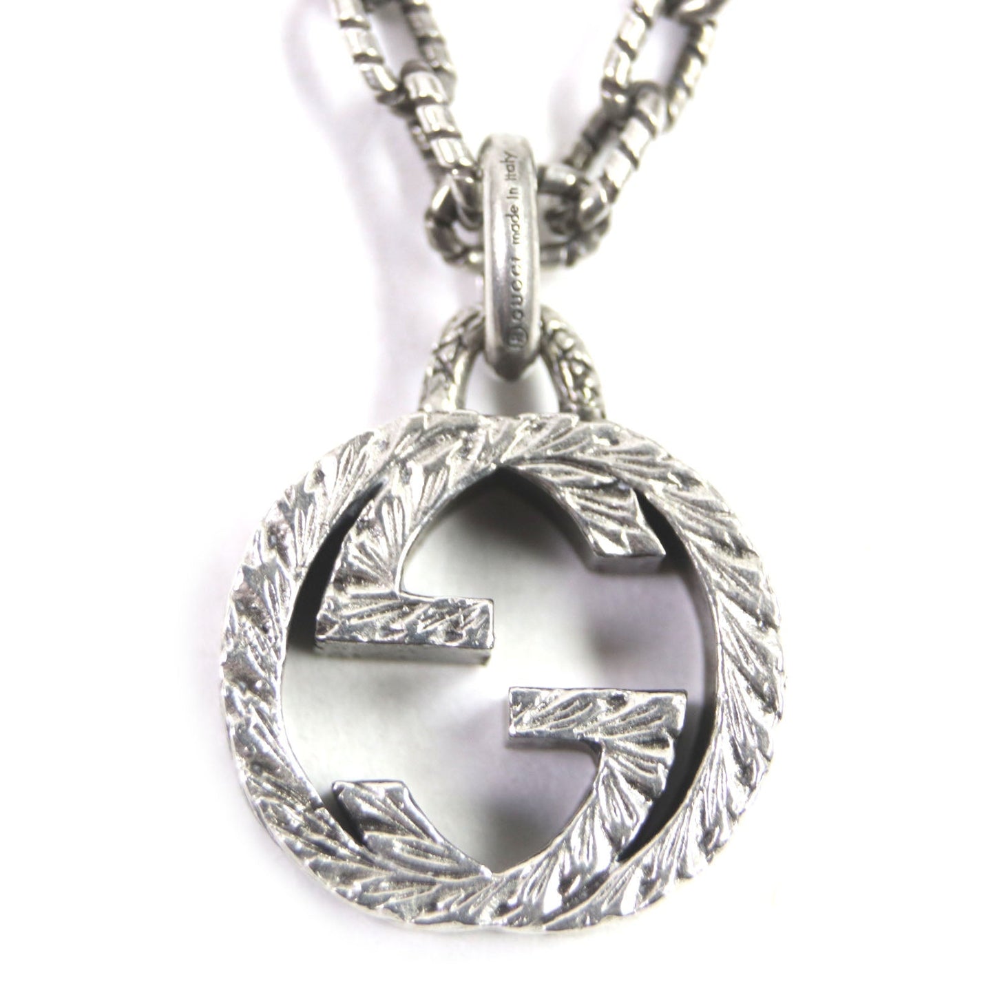 GUCCI Necklace AG925 Silver Interlocking G Arabesque