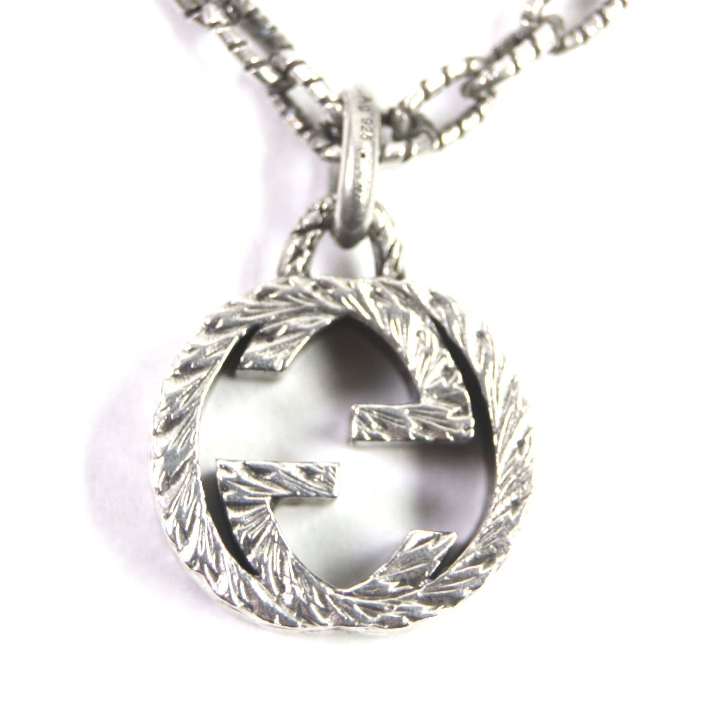 GUCCI Necklace AG925 Silver Interlocking G Arabesque