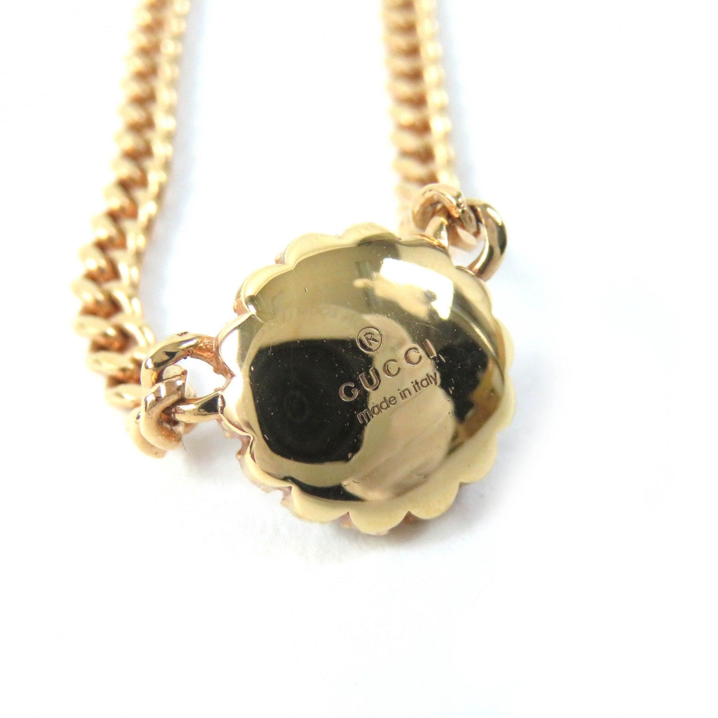 GUCCI Necklace 702568 Rhinestone Rose gold Double G Flower Necklace