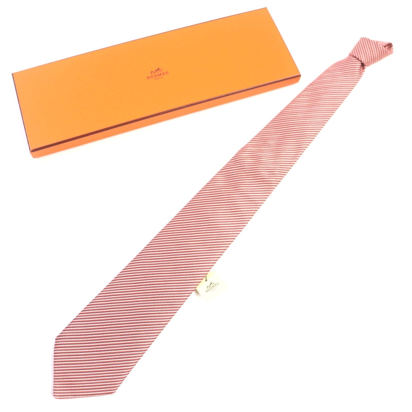 HERMES tie silk Red HEAVY SILK TIE