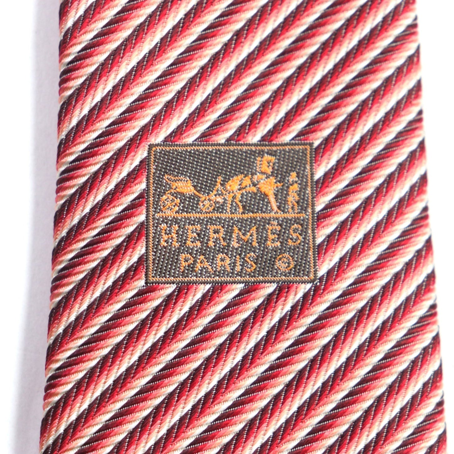 HERMES tie silk Red HEAVY SILK TIE