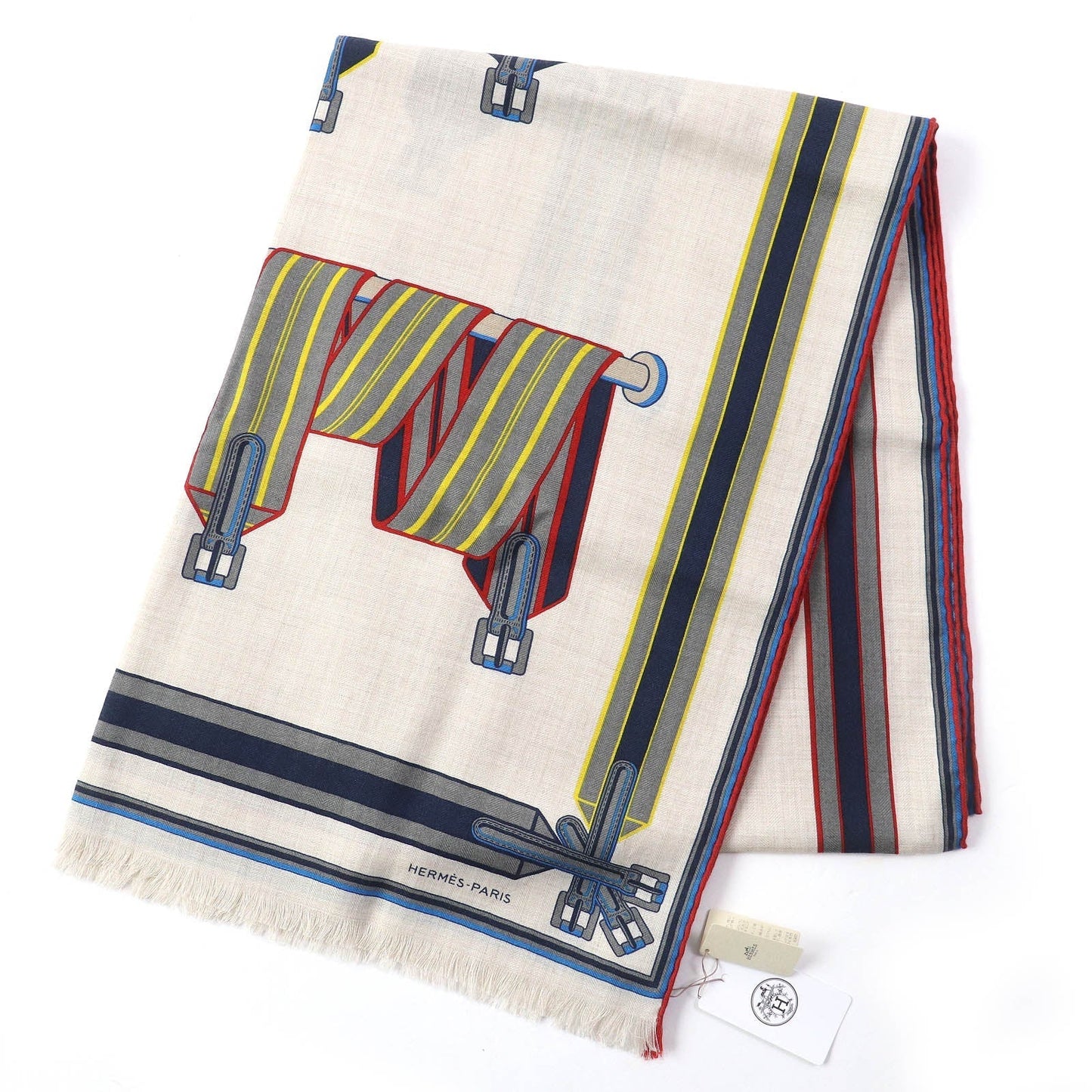 HERMES Stall cashmere white The Sangles in Fines