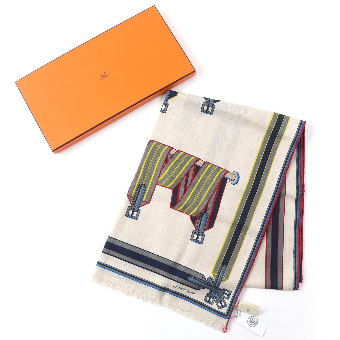 HERMES Stall cashmere white The Sangles in Fines