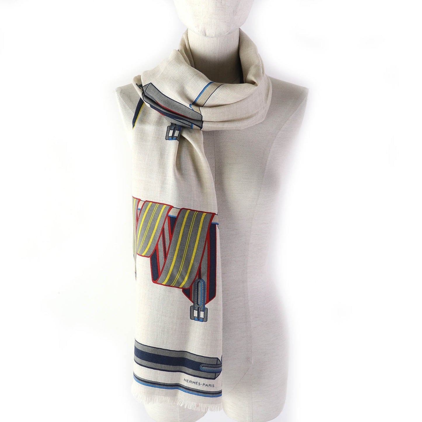HERMES Stall cashmere white The Sangles in Fines