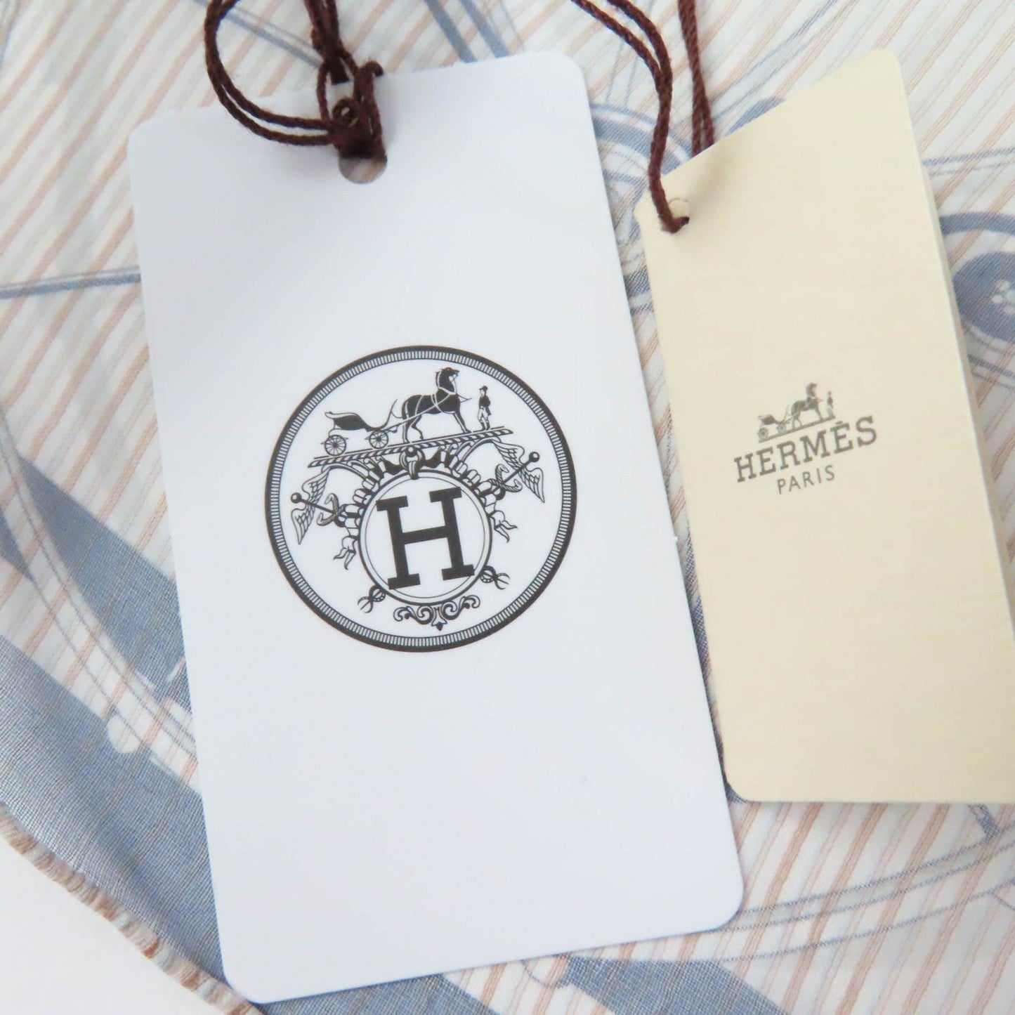 HERMES scarf Main: 100% silk Marine / Blanc / Gris VOITURES EN EQUILIBRE Carre45 Women Used