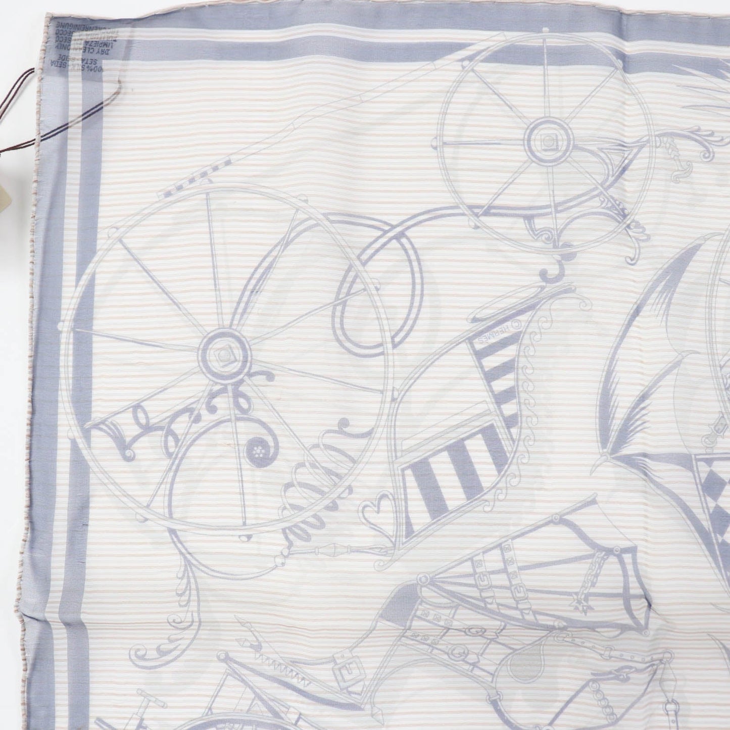 HERMES scarf Main: 100% silk Marine / Blanc / Gris VOITURES EN EQUILIBRE Carre45 Women Used