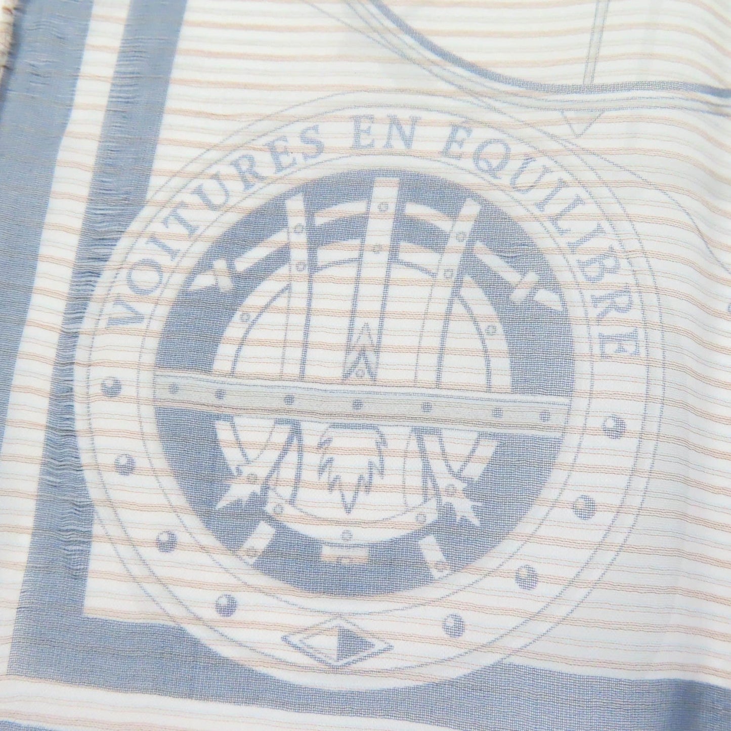 HERMES scarf Main: 100% silk Marine / Blanc / Gris VOITURES EN EQUILIBRE Carre45 Women Used