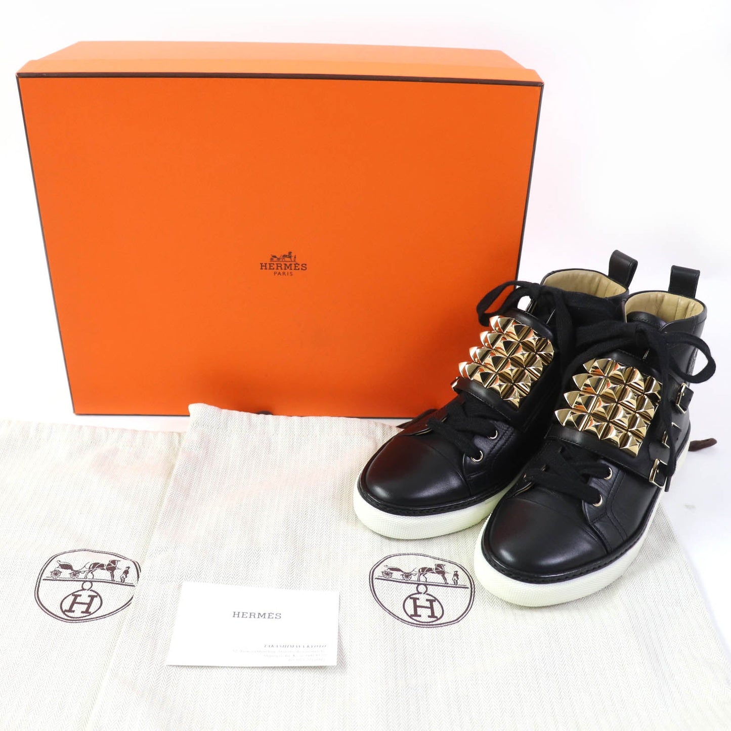 HERMES High cut sneakers Main: Leather black Lenox Collier de Sian Women 36.5 Used