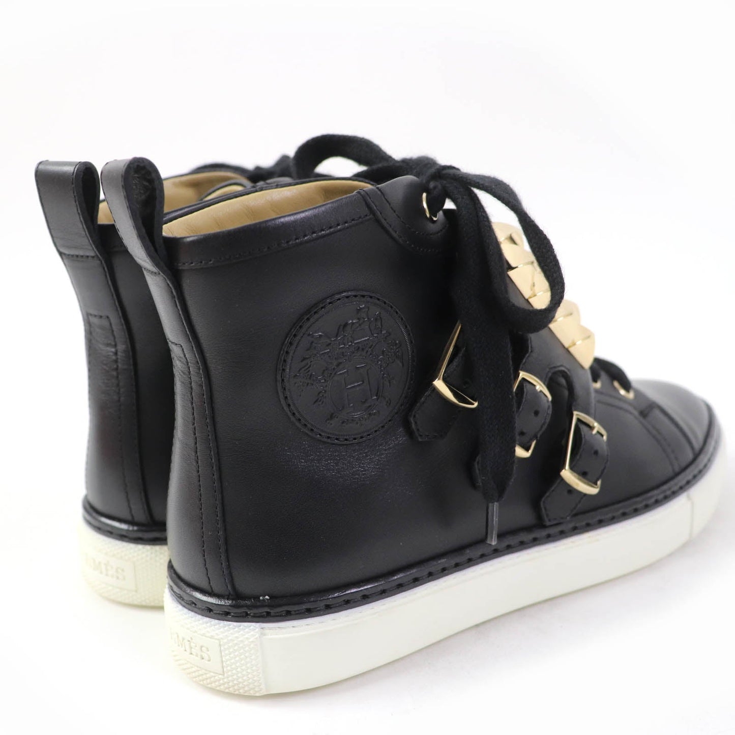 HERMES High cut sneakers Main: Leather black Lenox Collier de Sian Women 36.5 Used