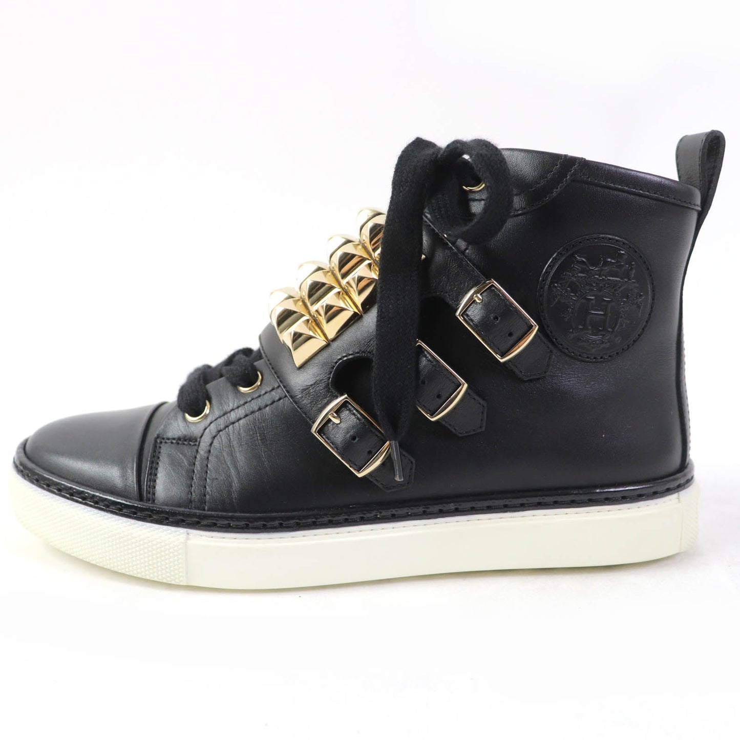 HERMES High cut sneakers Main: Leather black Lenox Collier de Sian Women 36.5 Used