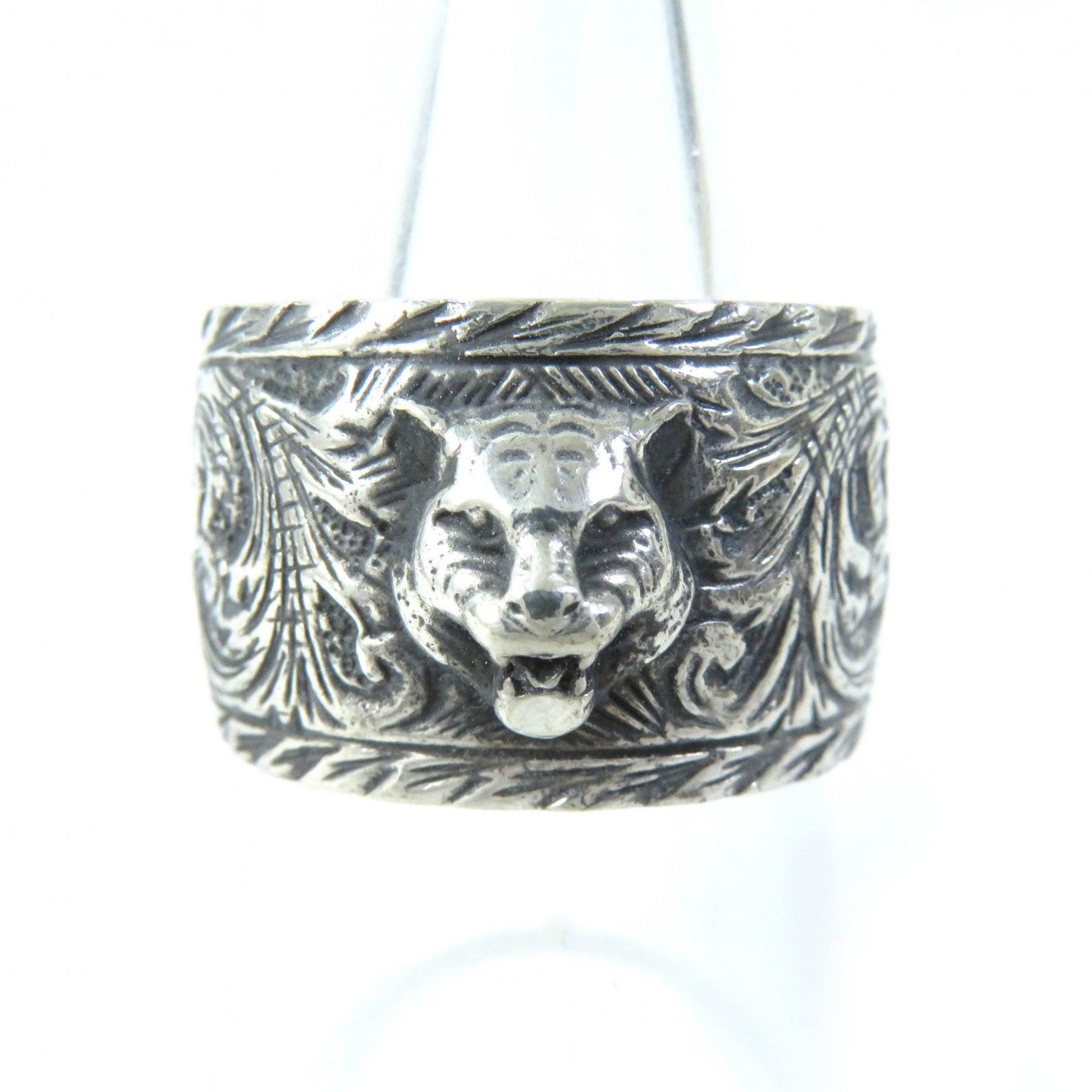 GUCCI Ring 433571 AG925 Silver Arabesque Cat Head Ring
