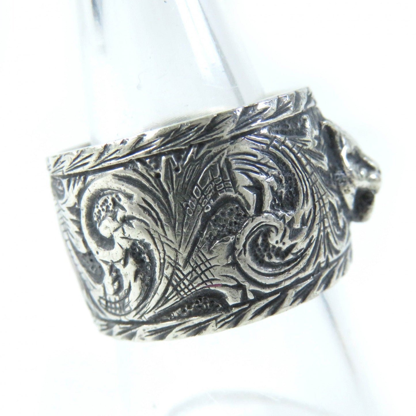 GUCCI Ring 433571 AG925 Silver Arabesque Cat Head Ring