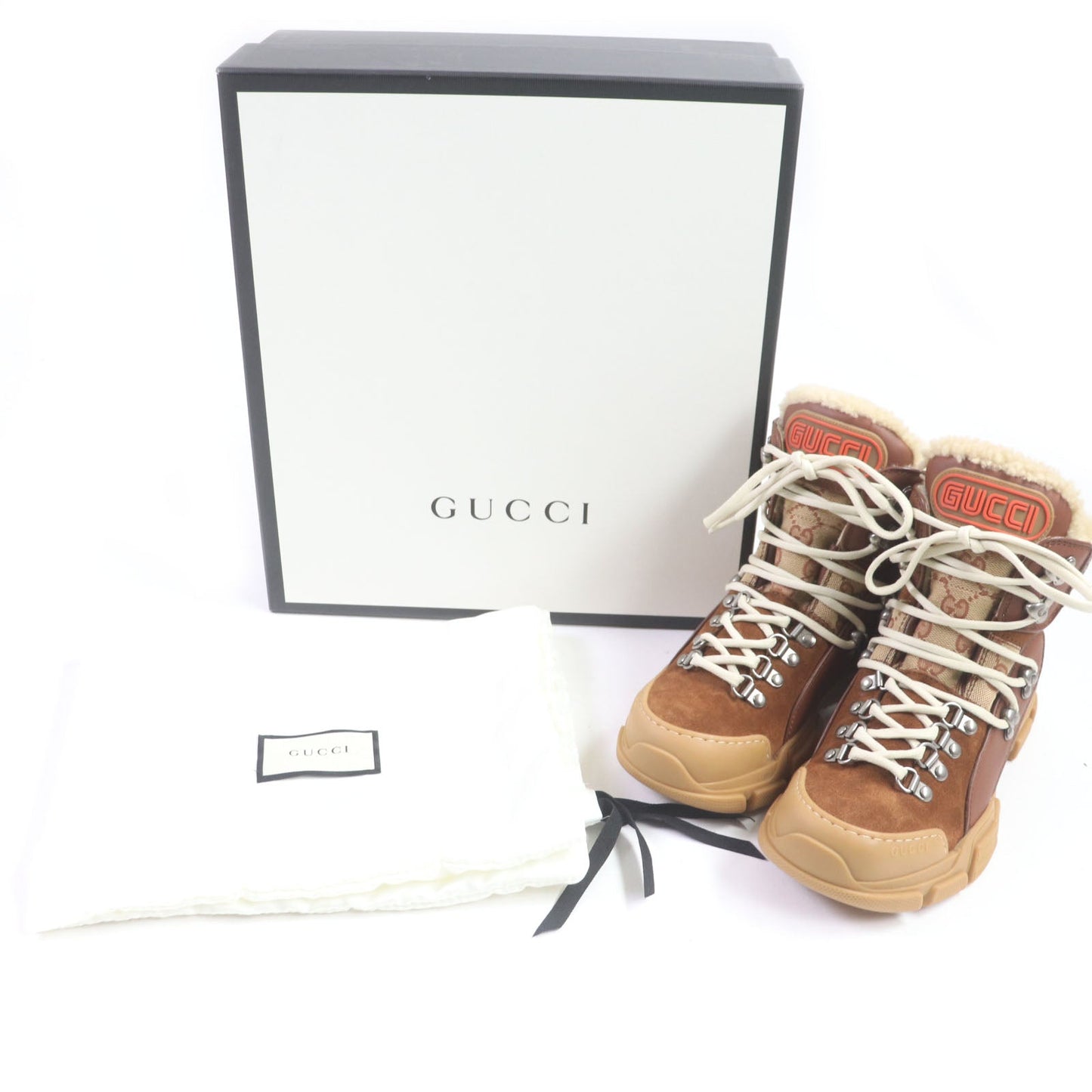 GUCCI High cut sneakers Part: suede, GG canvas Brown Flash trek Women 36 Used