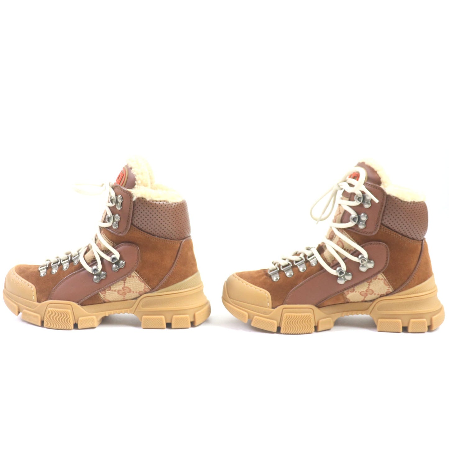 GUCCI High cut sneakers Part: suede, GG canvas Brown Flash trek Women 36 Used