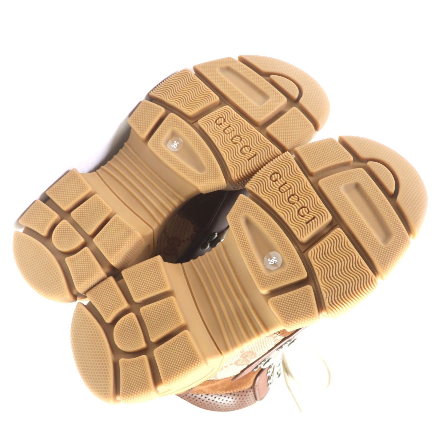 GUCCI High cut sneakers Part: suede, GG canvas Brown Flash trek Women 36 Used