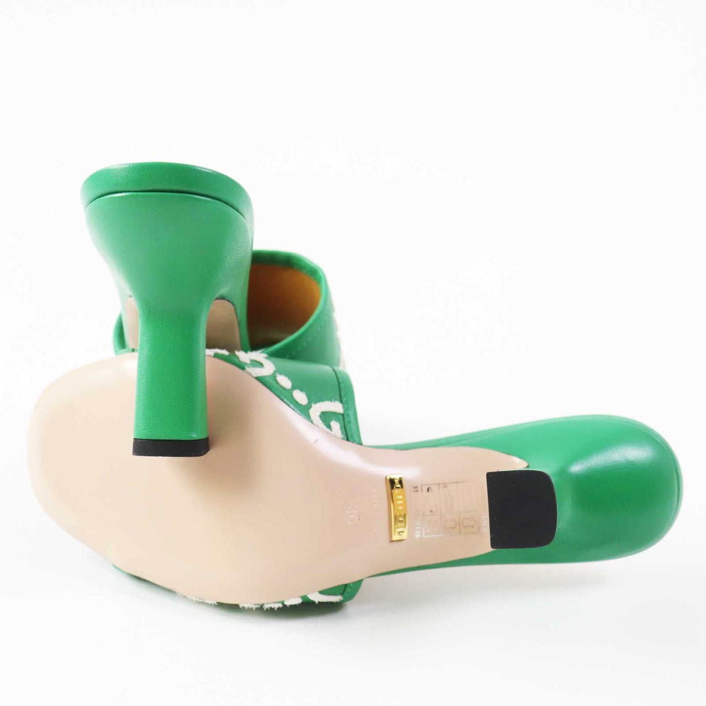 GUCCI Mule 722445 leather Green white 36