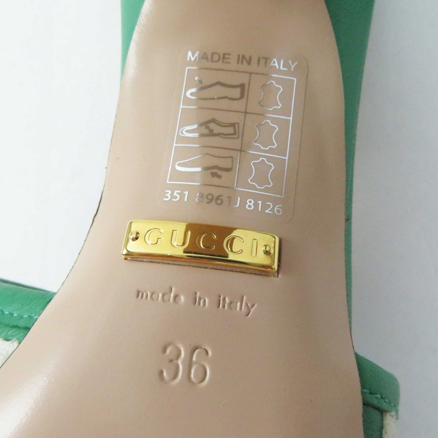 GUCCI Mule 722445 leather Green white 36
