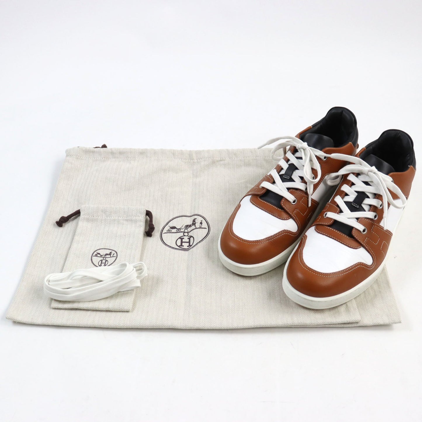 HERMES sneakers Main: Leather Brown white black free mens 39 Used