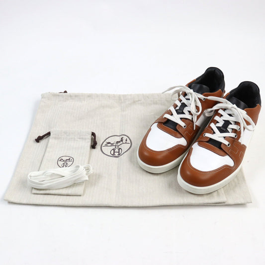 HERMES sneakers Main: Leather Brown white black free mens 39 Used
