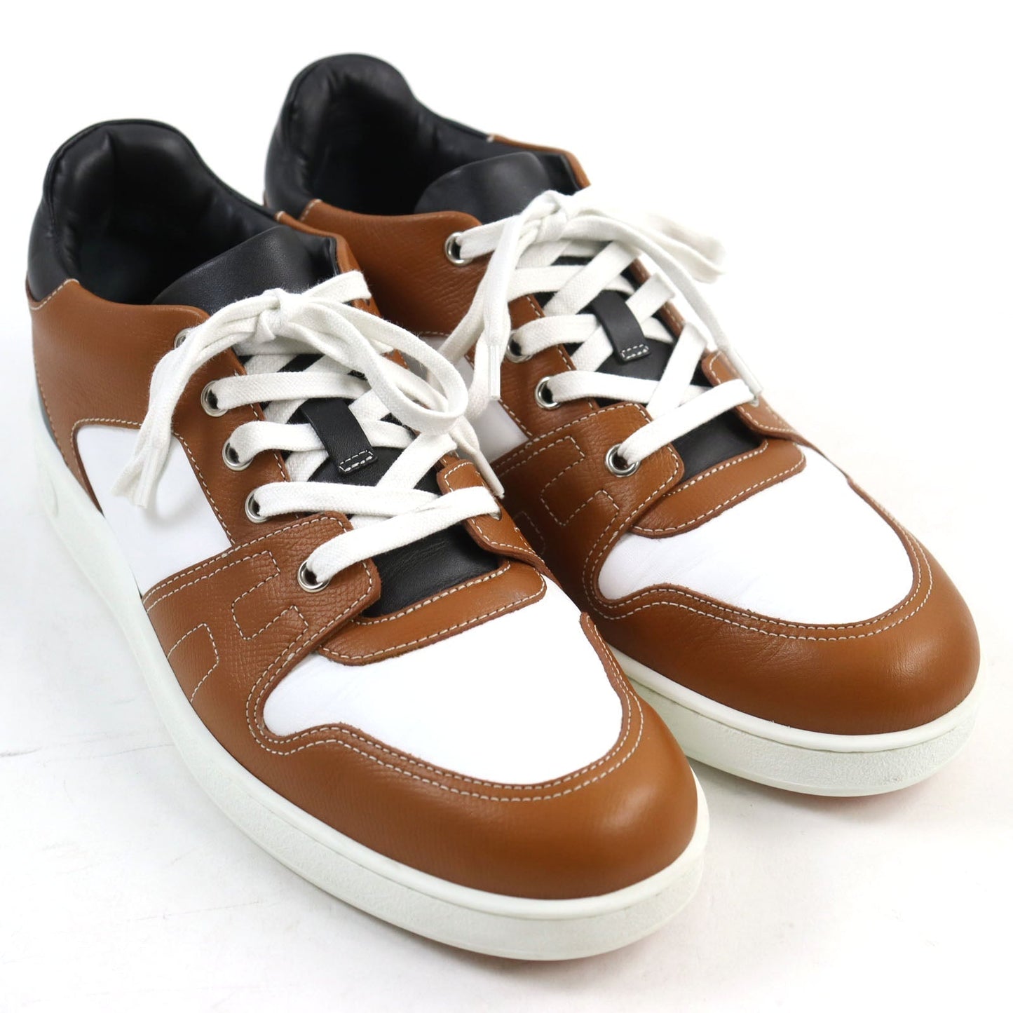 HERMES sneakers Main: Leather Brown white black free mens 39 Used