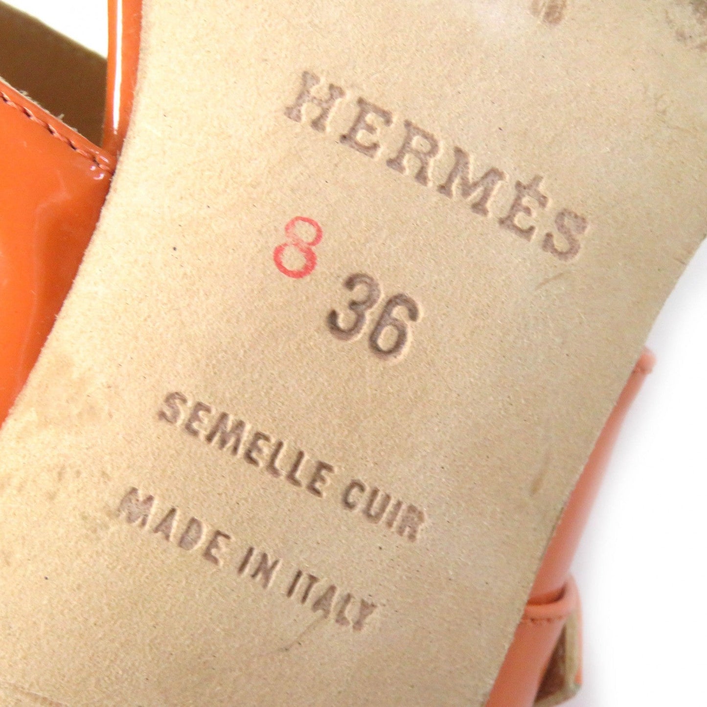 HERMES Mule Patent leather Orange 36