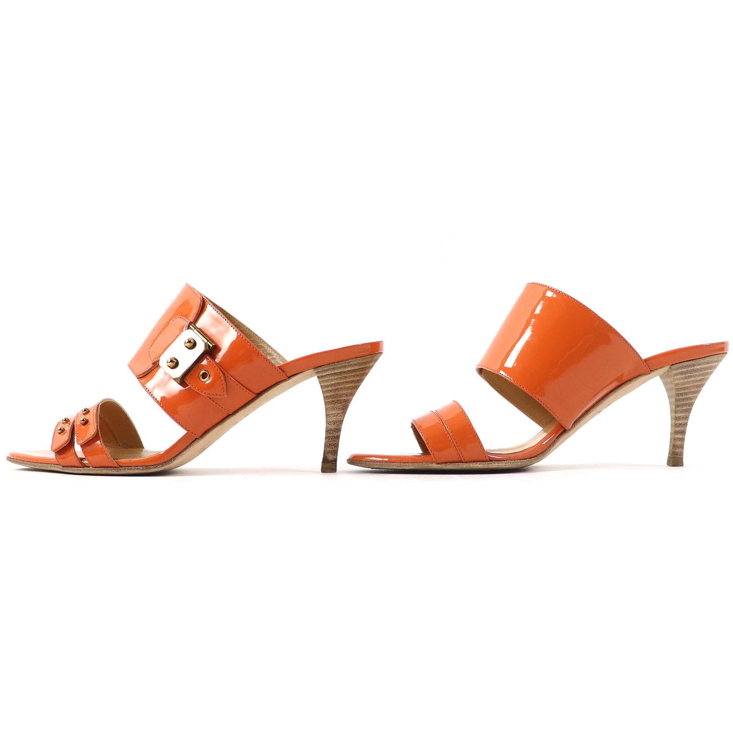 HERMES Mule Patent leather Orange 36