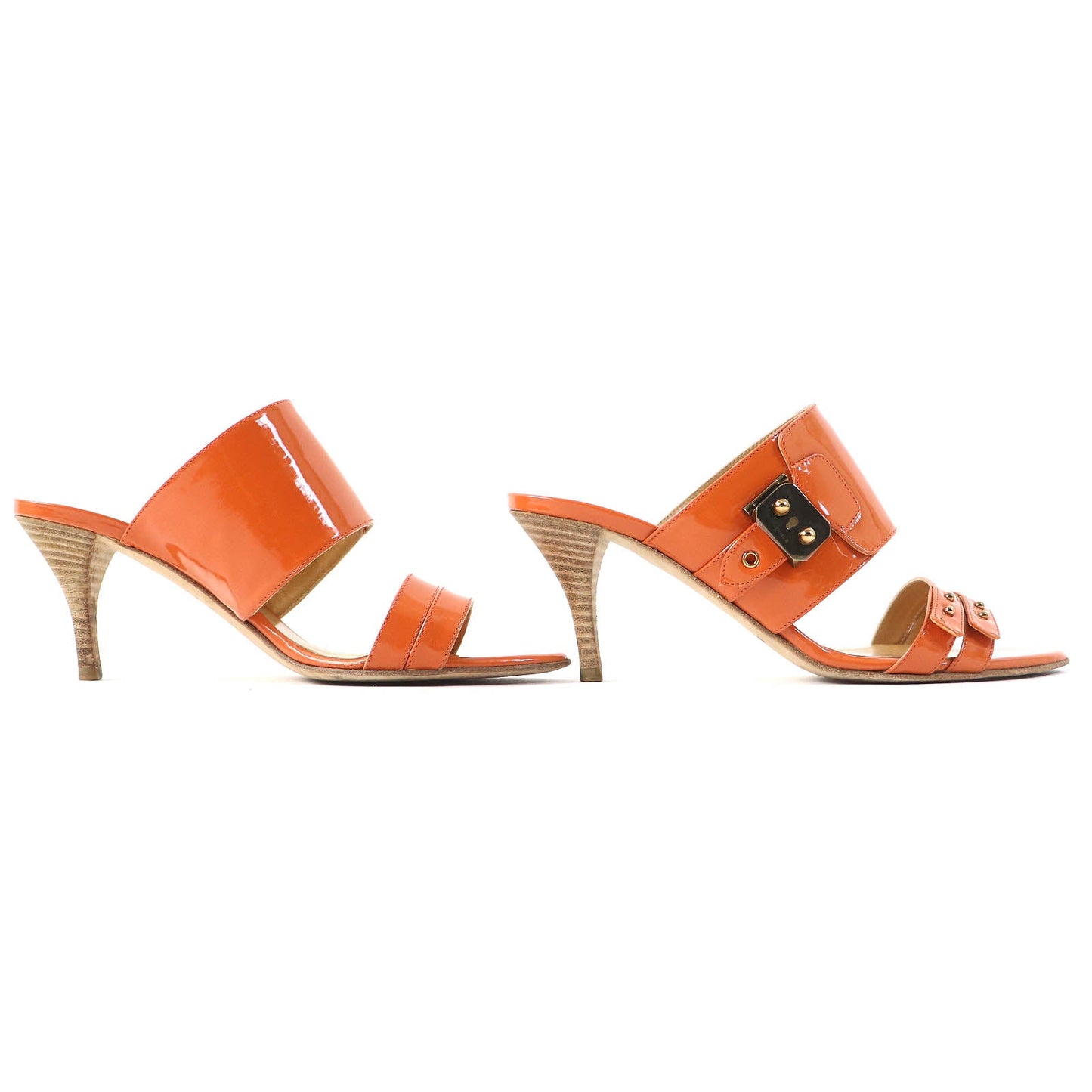 HERMES Mule Patent leather Orange 36
