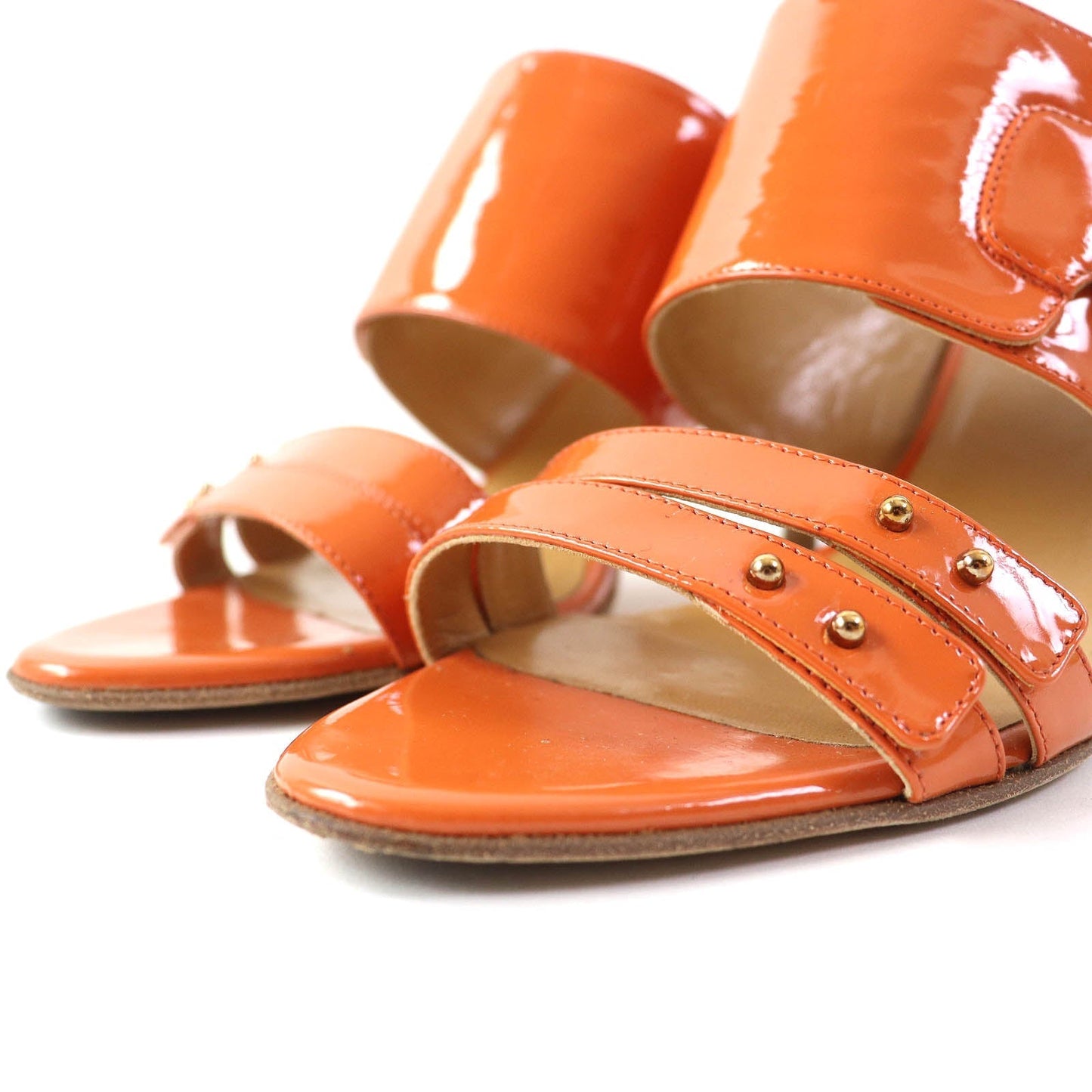 HERMES Mule Patent leather Orange 36