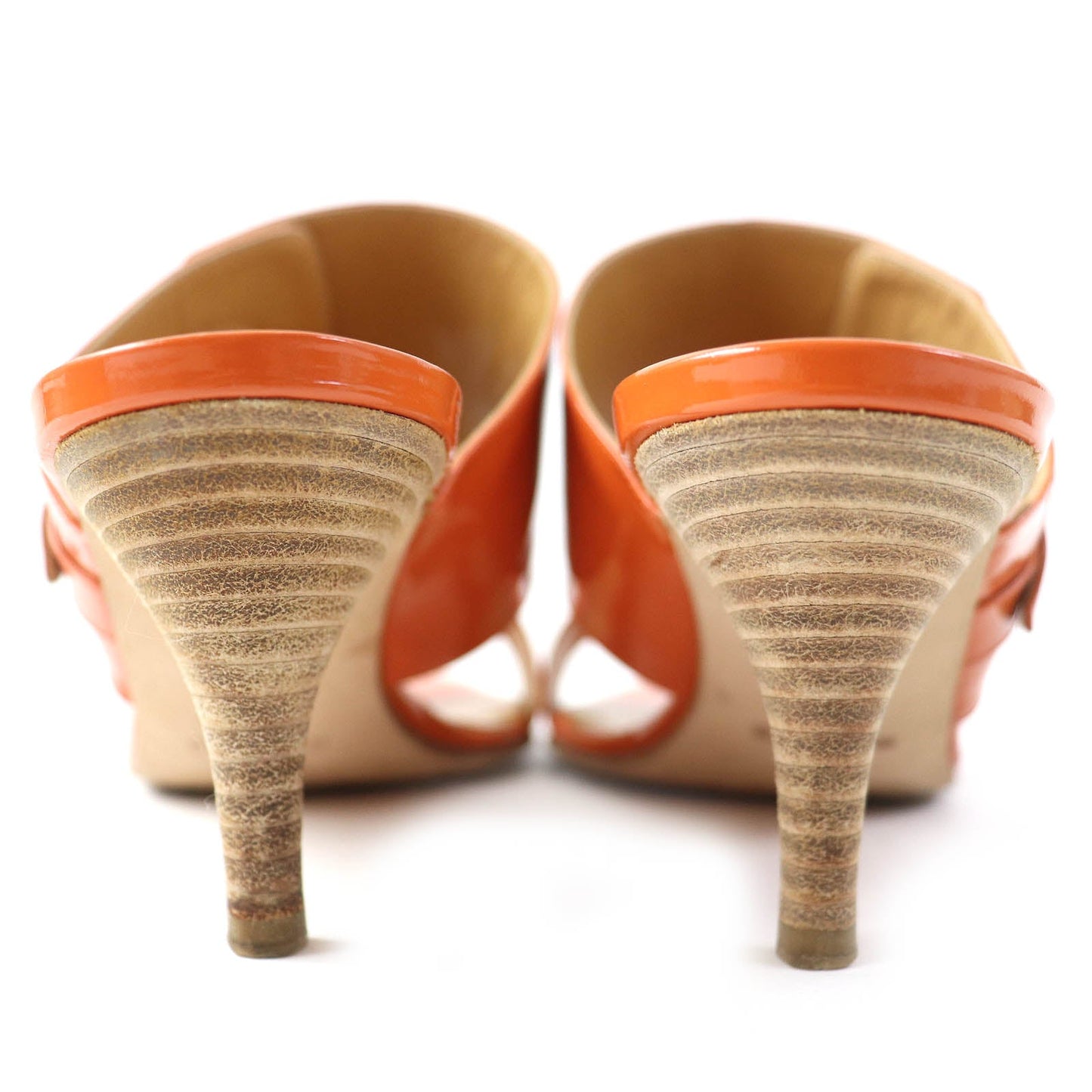 HERMES Mule Patent leather Orange 36