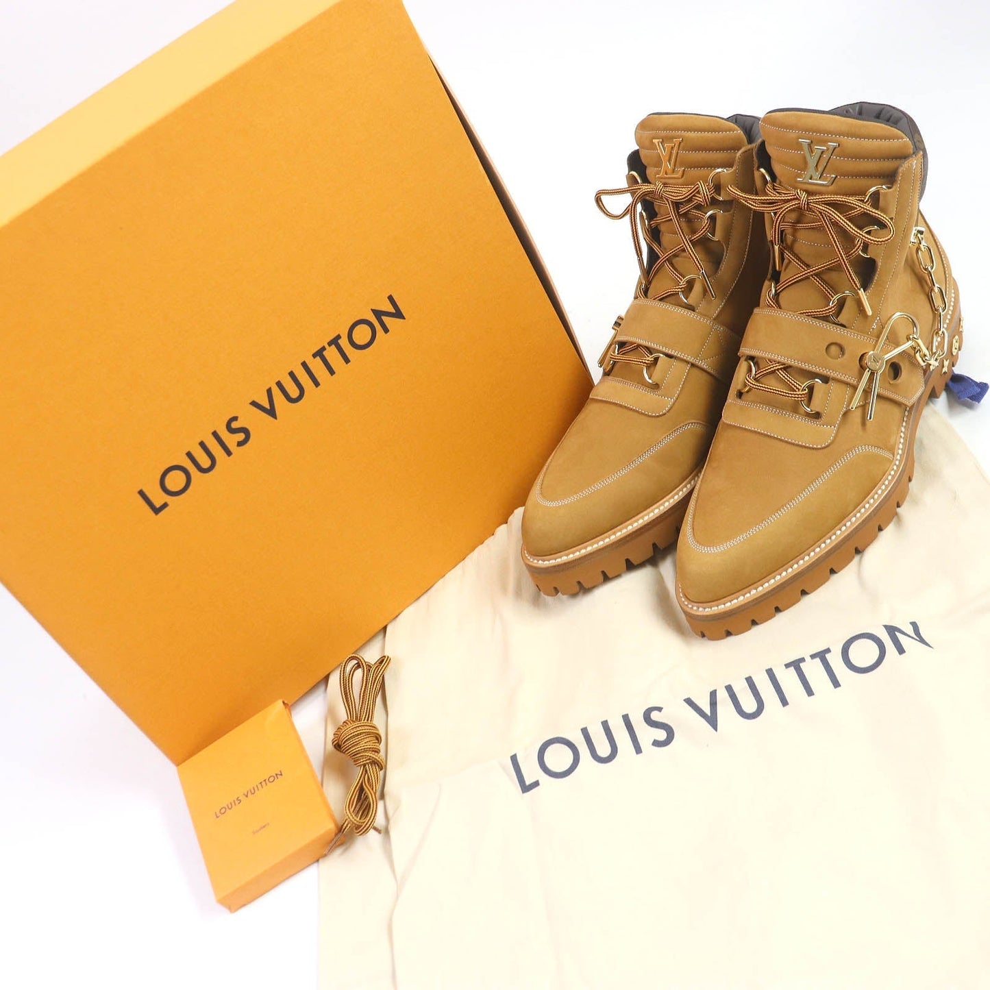 LOUIS VUITTON Ankle boots Nubuck beige LV Creeper Line 8
