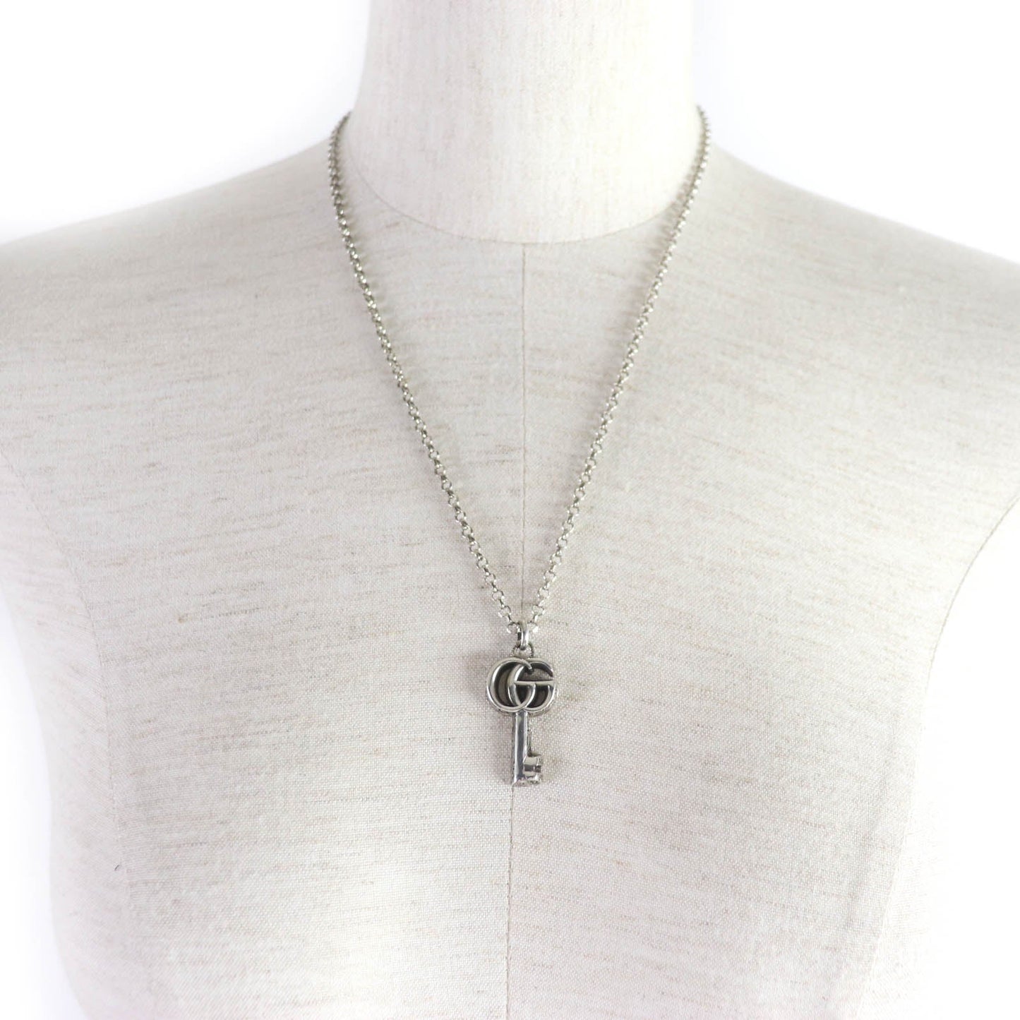 GUCCI Necklace 627757 AG925 Silver Double G key Necklace