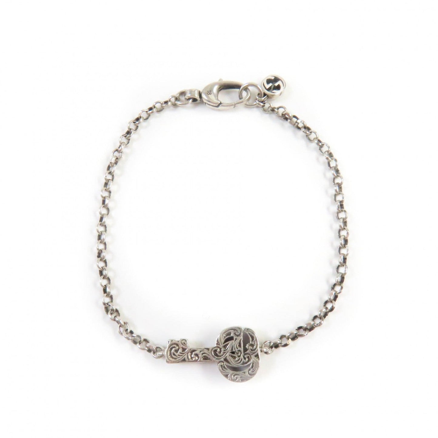 GUCCI bracelet 632207 AG925 Silver double g key bracelet 18