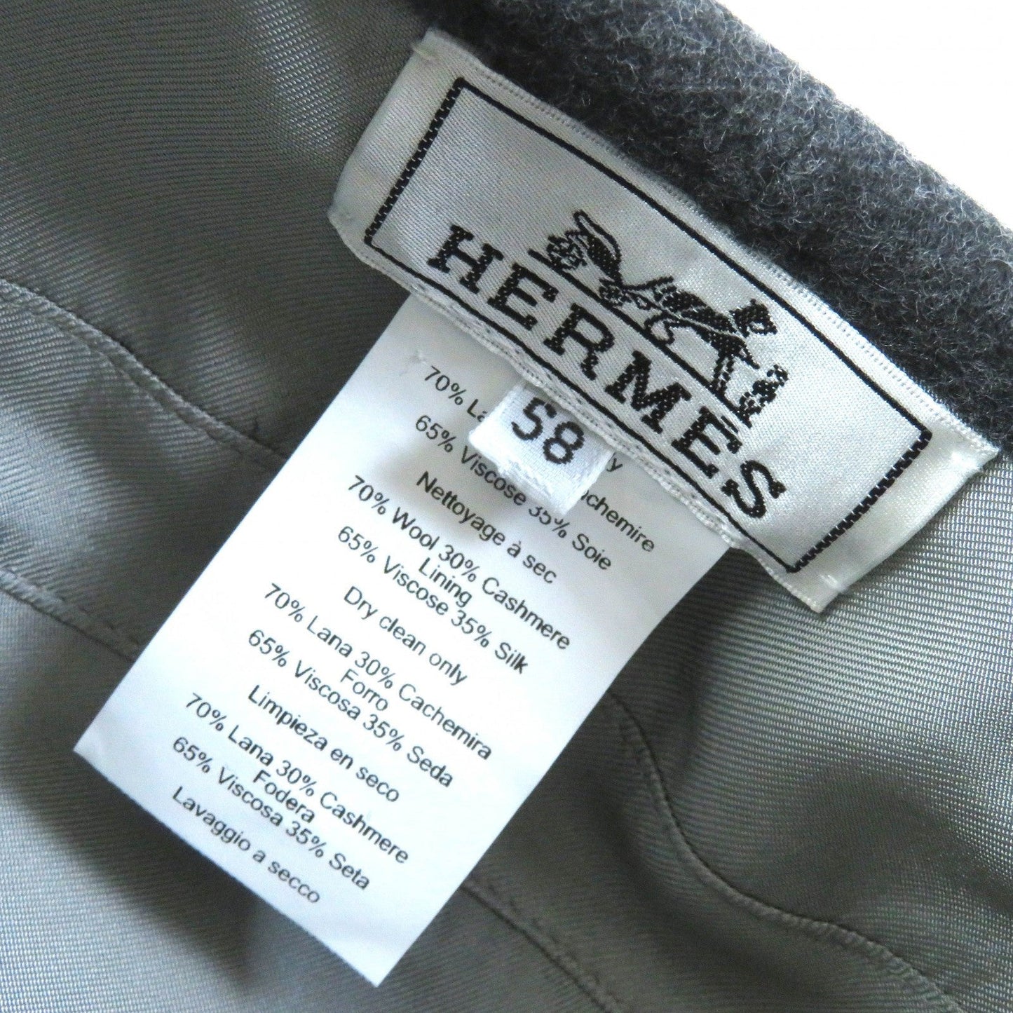 HERMES beret wool Charcoal gray Saint Honoré 58
