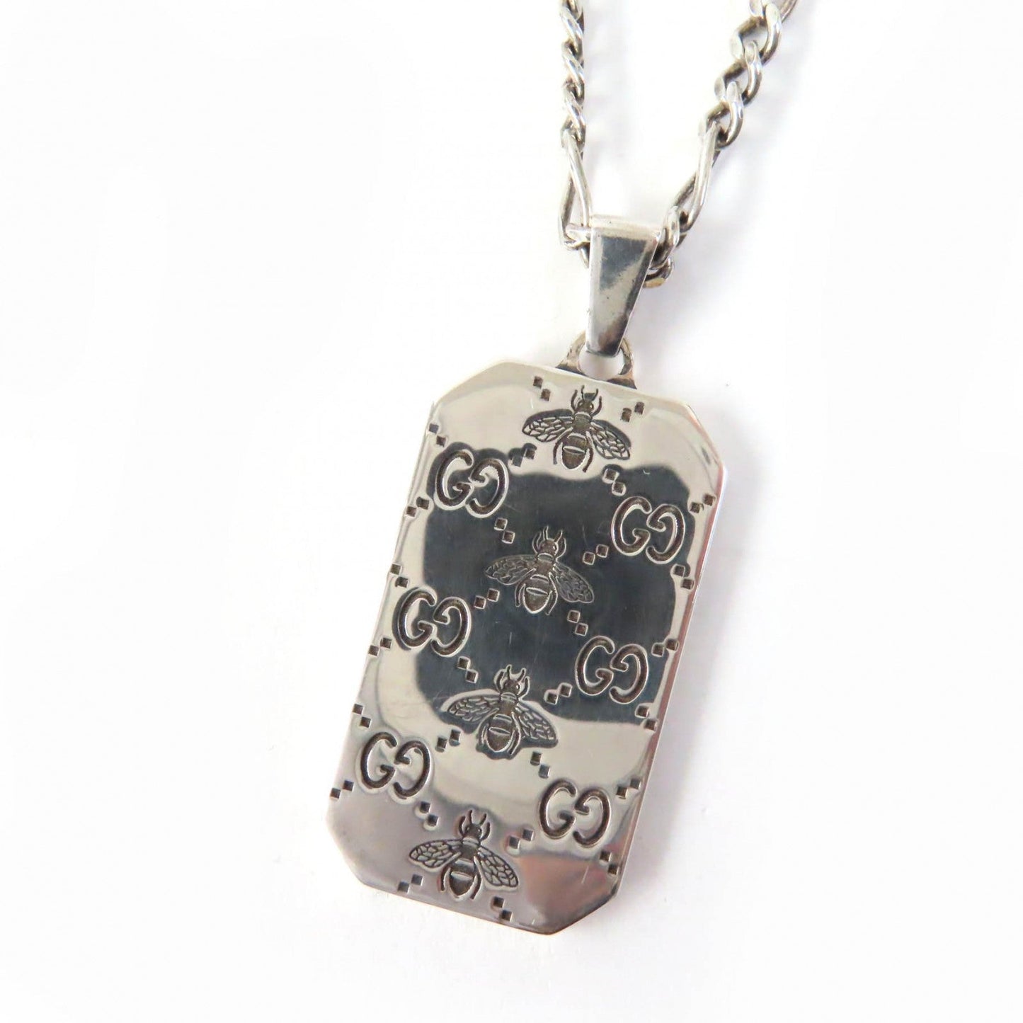 GUCCI Necklace 728265 AG925 Silver GG & Bee Engraving