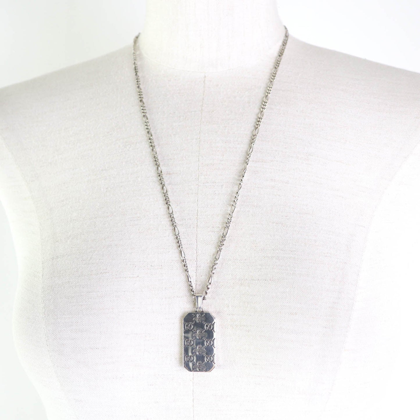 GUCCI Necklace 728265 AG925 Silver GG & Bee Engraving