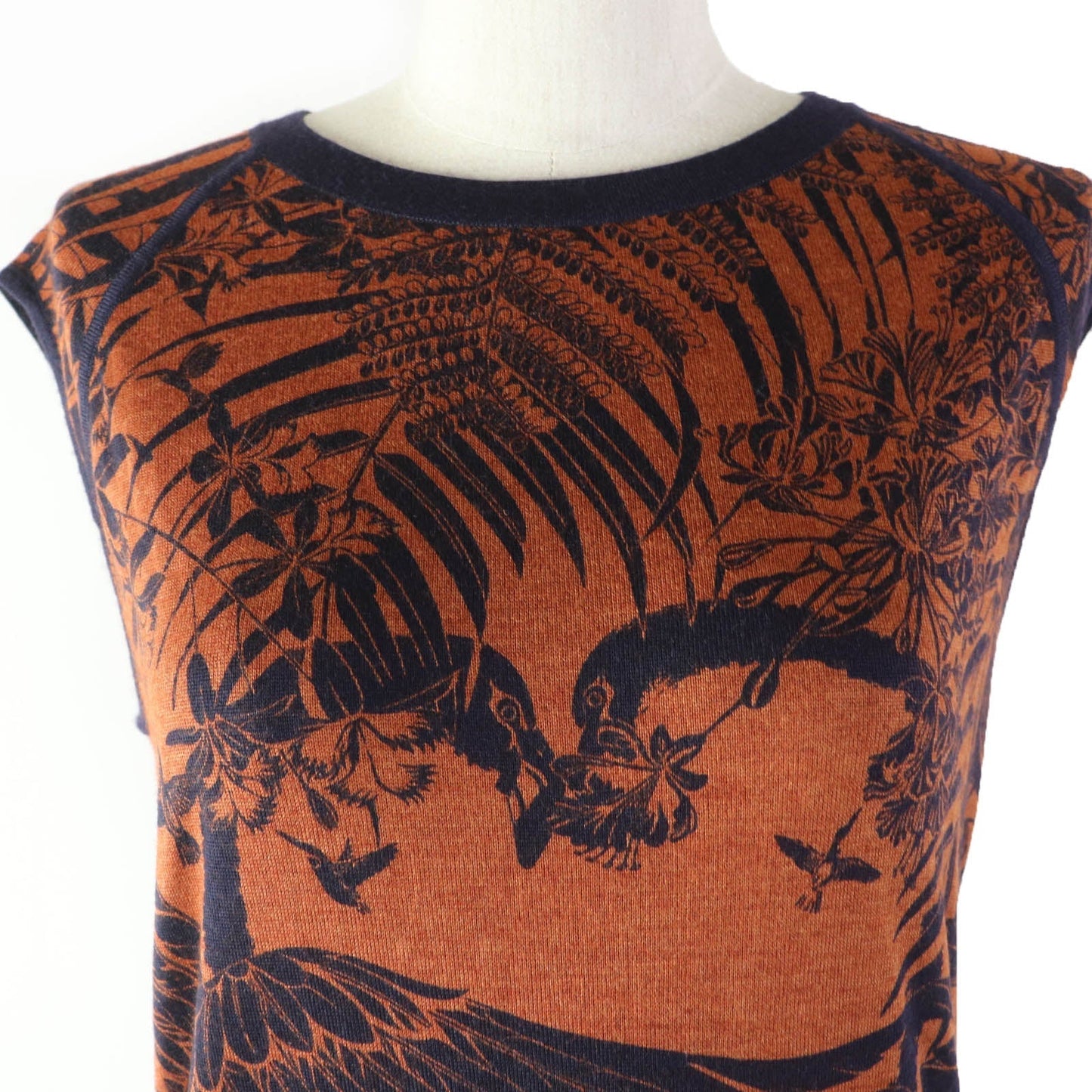 HERMES one piece cashmere Brown navy FLAMINGO PARTY Flamingo Party 34