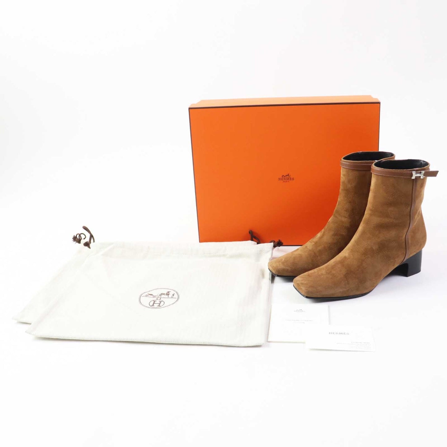 HERMES Ankle boots BL232082Z Main: suede, part: leather Brown Women 38 Used