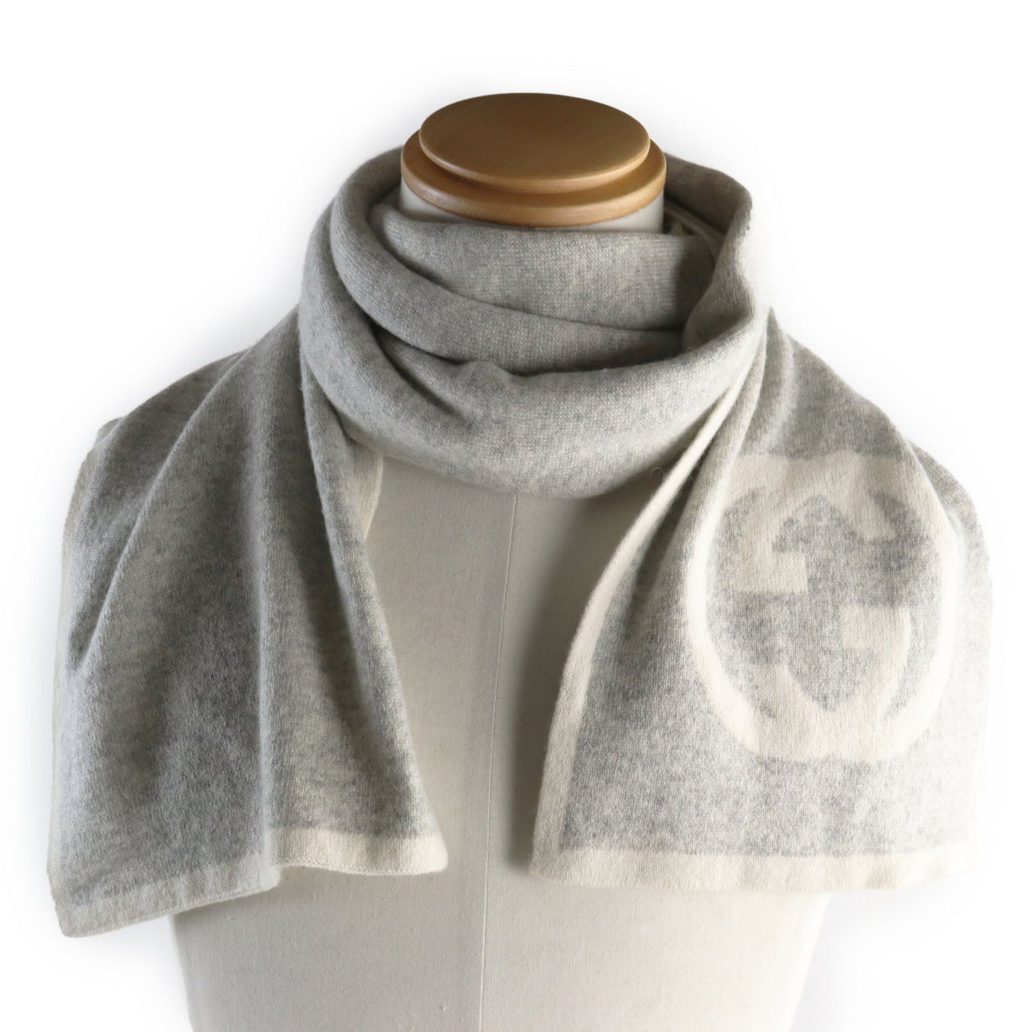 GUCCI Scarf Main: 100% cashmere Ivory gray mens Used
