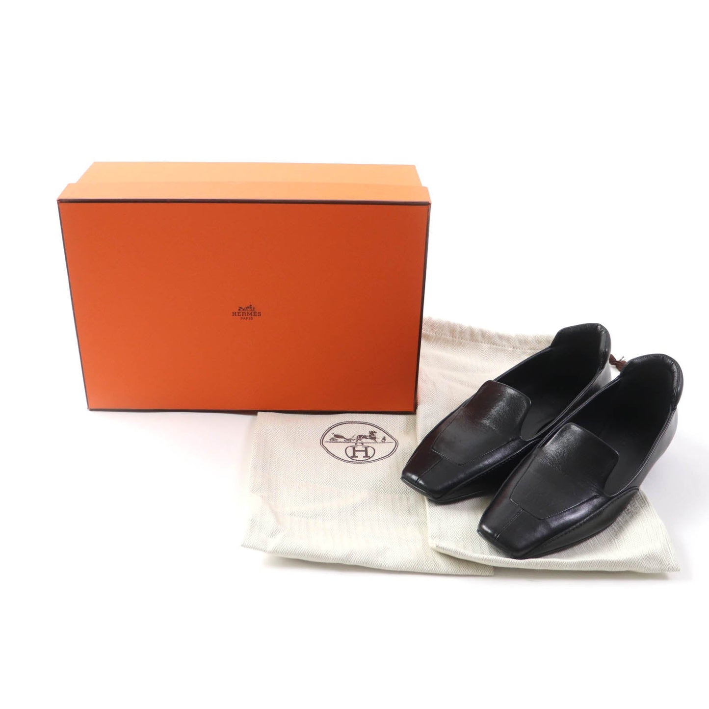 HERMES loafers 222024Z leather black Fictive 37