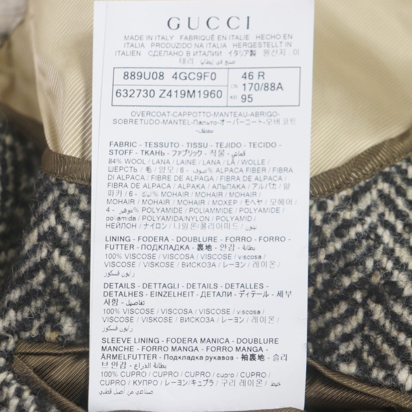 GUCCI Chester coat 632730 wool Black type 46