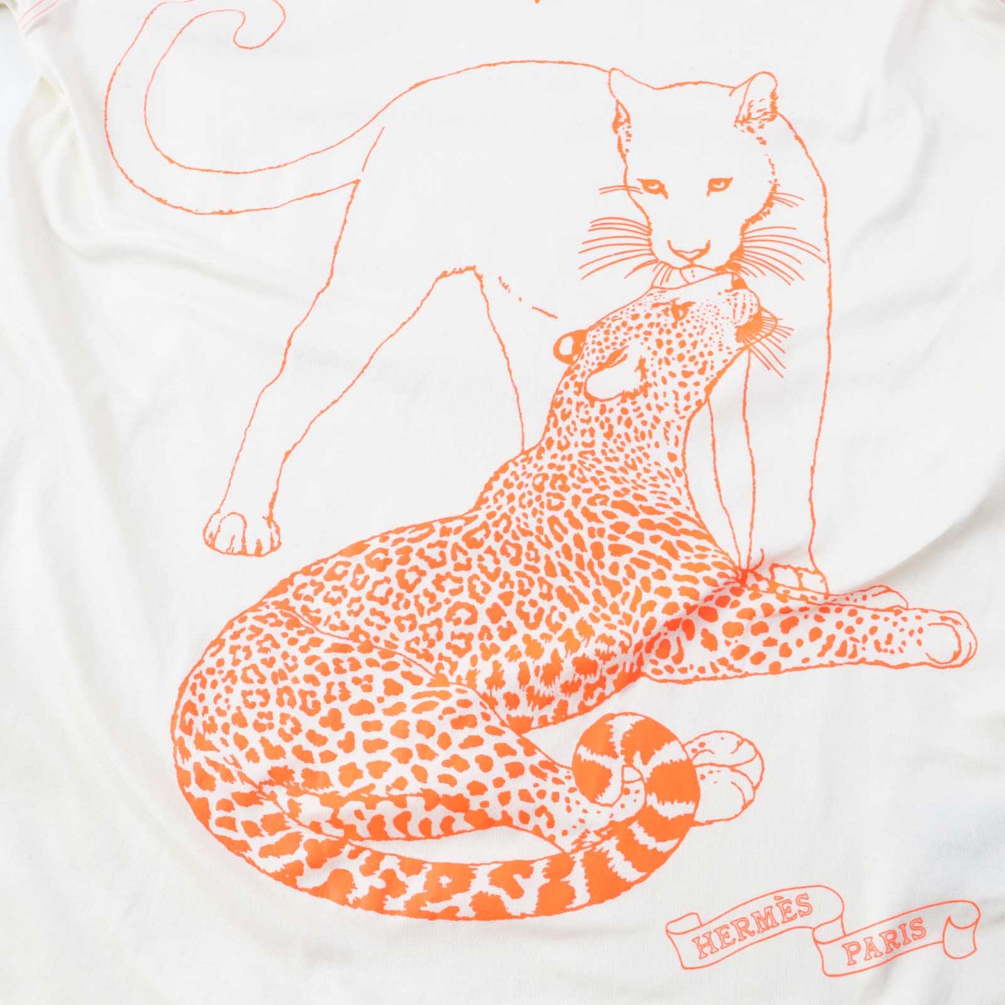 HERMES one piece 2H4507DH cotton Ivory Neon Orange JUNGLE LOVE 38
