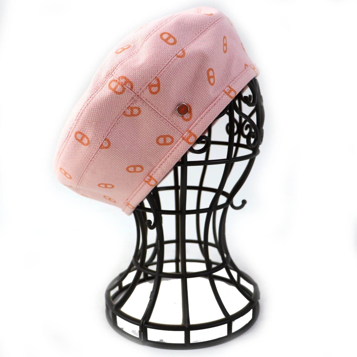 HERMES beret cotton Pink orange Saint Honoré 58