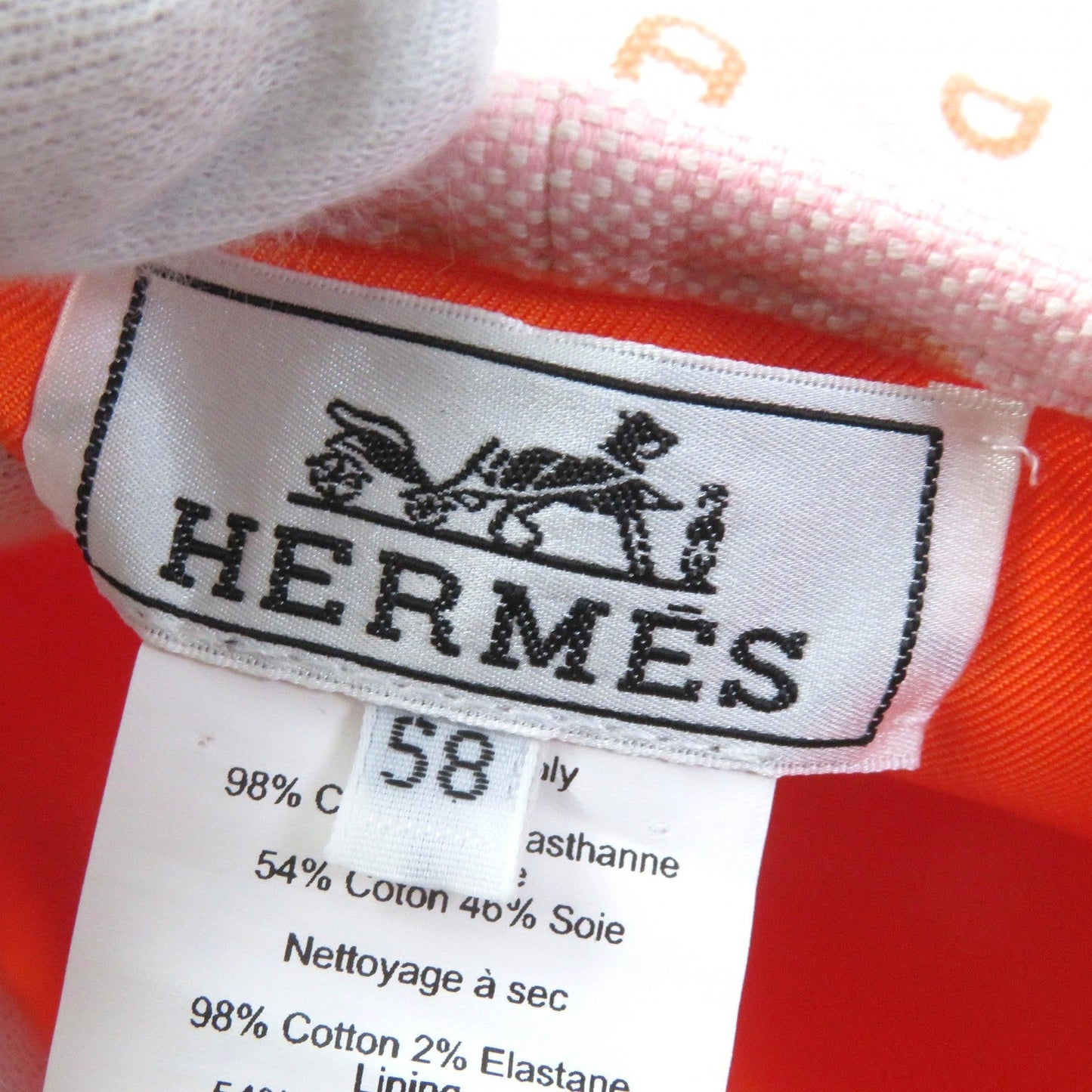 HERMES beret cotton Pink orange Saint Honoré 58