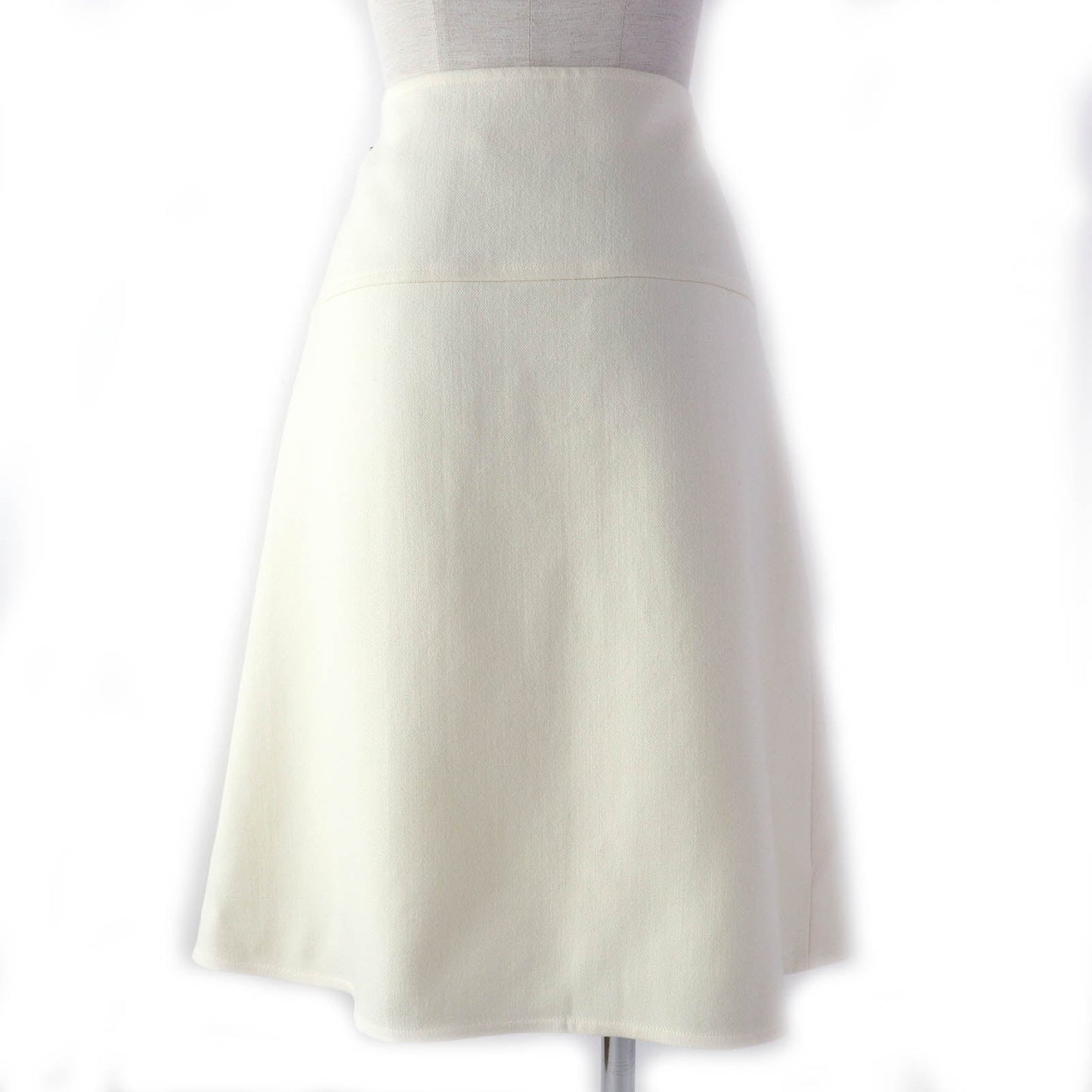 HERMES flare skirt wool White camel 42