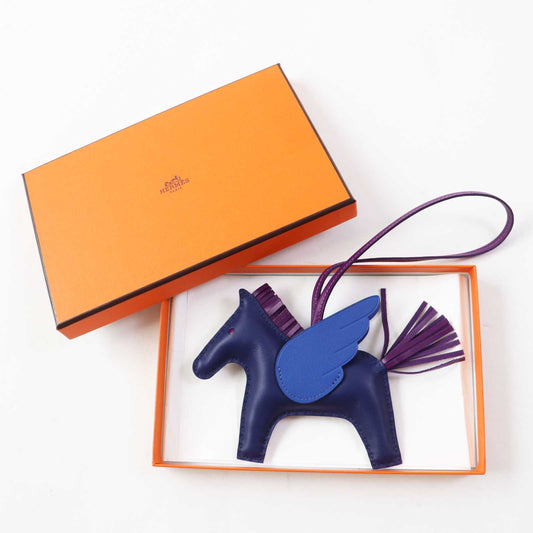 HERMES Bag charm Anyo Miro Blue Saphir Violet Blue France Rodeo Pegasus MM