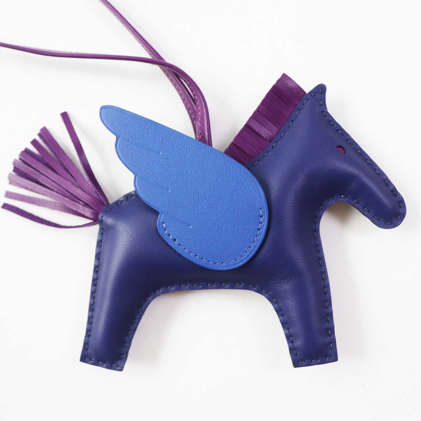 HERMES Bag charm Anyo Miro Blue Saphir Violet Blue France Rodeo Pegasus MM